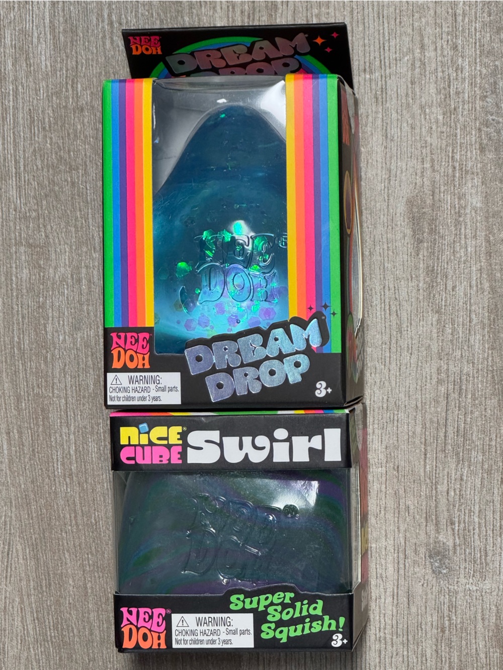 Blue NeeDoh Dream Drop & Nice Cube Swirl 🩵💙💚